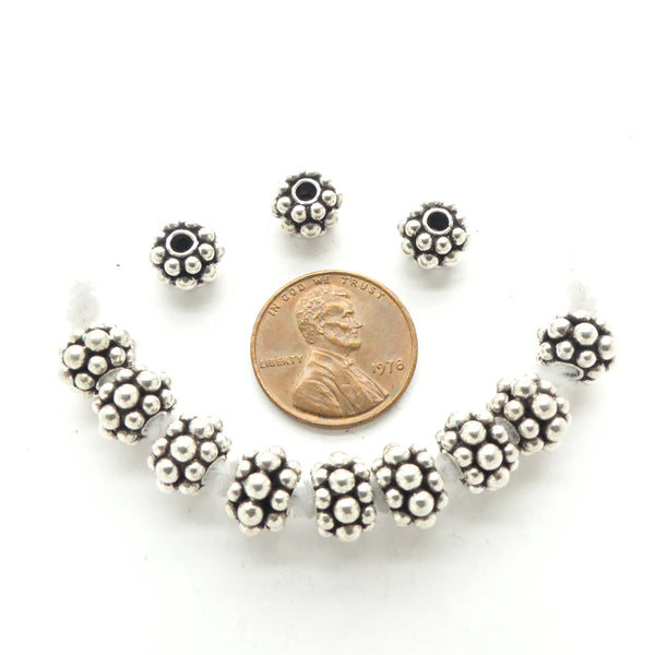 Indian Silver Larger Granulated Spacers, 6x9mm, Sold Individually