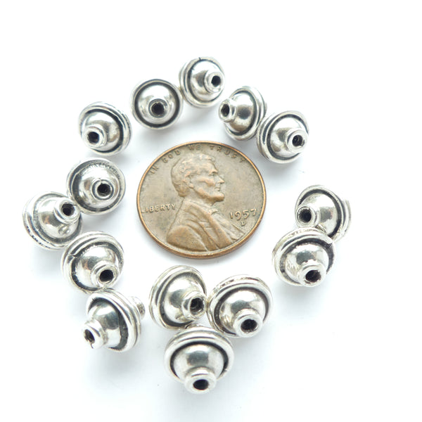 Indian Silver, Small Smooth Round Beads With Equator, 8x8mm, Sold Individually