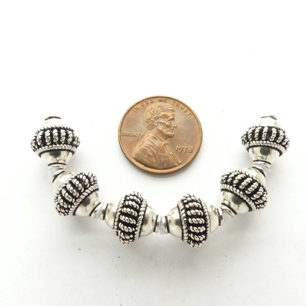 Indian Silver Rounded Beads, Wired Wrapped Diameter, 12x10mm, Sold Individually