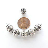 Indian Silver, Round Beads with Granulated Collars, 10mm, Sold Individually