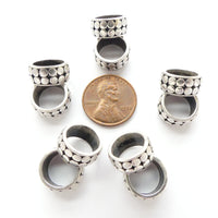 Indian Silver Extra Large Hole Beads/Rings, 7x14mm, Sold Individually