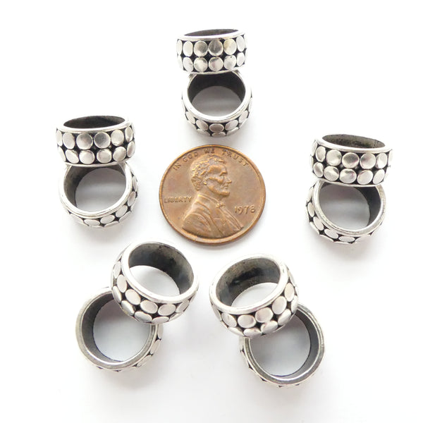 Indian Silver Extra Large Hole Beads/Rings, 7x14mm, Sold Individually
