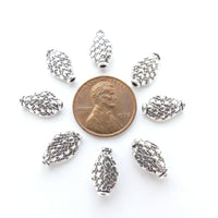 Indian Silver Flat Teardrops with Textured Surface, 12x8mm, Sold Individually