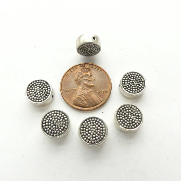 Indian Silver Disc 9mm Diameter with Granulated on One Side, Sold Individually