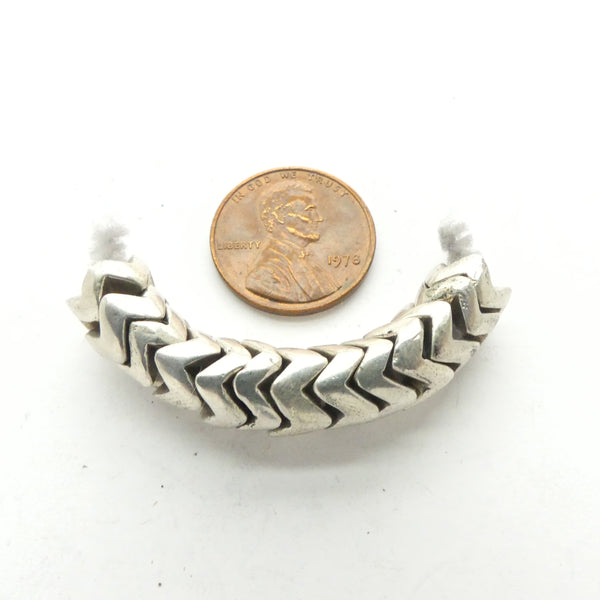 Indian Silver Cast Interlocking Snake Beads, 8mm, Set of 13 Beads