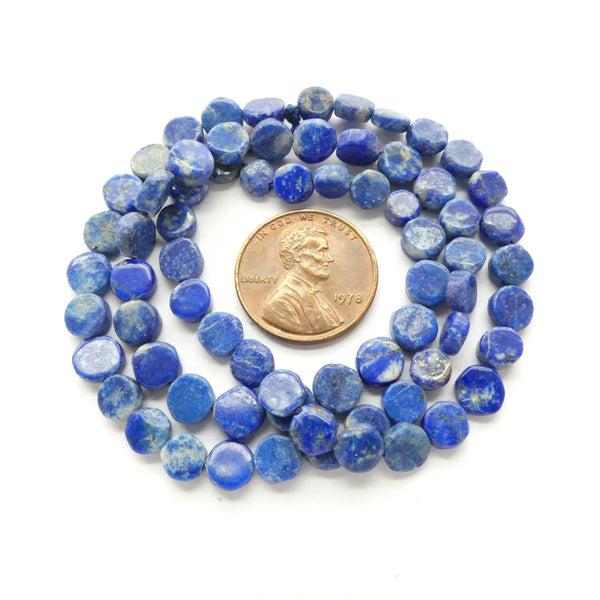 Lapis Lazuli, Coin Shape Mini 5mm Diameter on 16-inch Strand