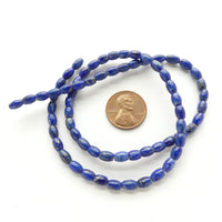Lapis Lazuli, Barrels, Small 5x4mm on 16-inch Strand