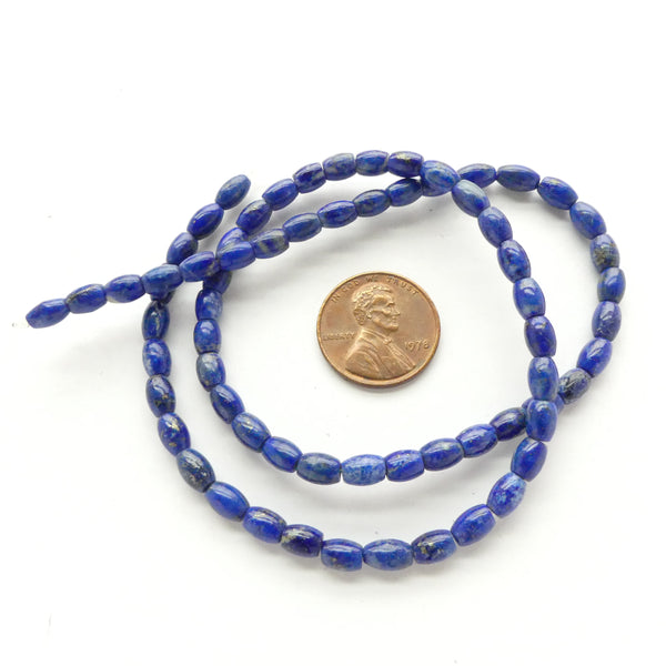 Lapis Lazuli, Barrels, Small 5x4mm on 16-inch Strand