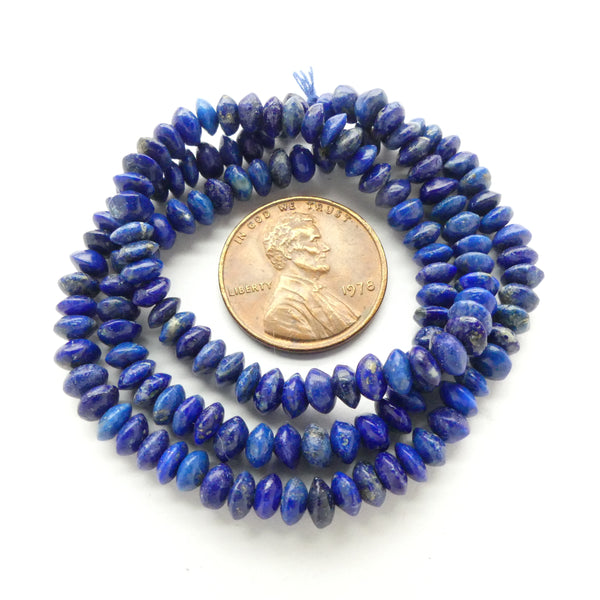 Lapis Lazuli, Rondelles 3x4mm on 15-inch Strand