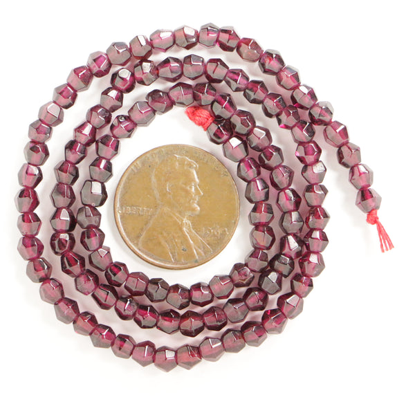 Garnet, Faceted 4mm Bicone Beads on 15-inch strands