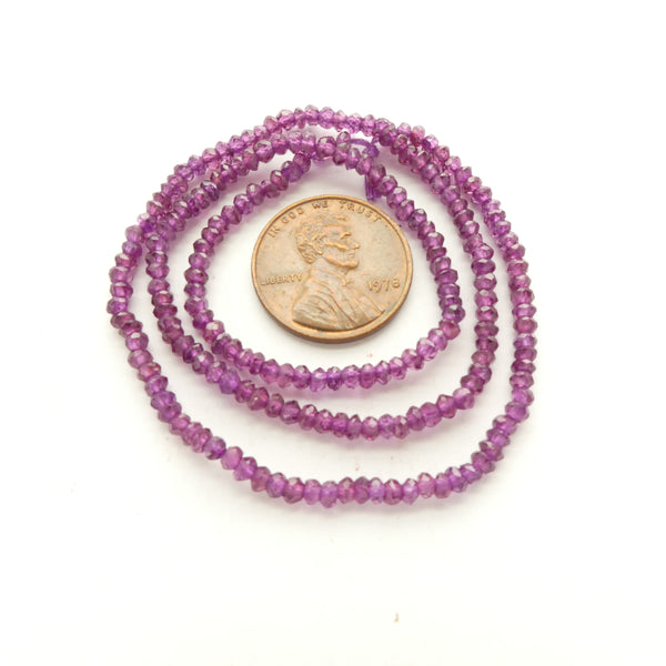 Garnet, Rhodolite, Faceted Rondelles, 2x2.5mm on 14-inch Strand