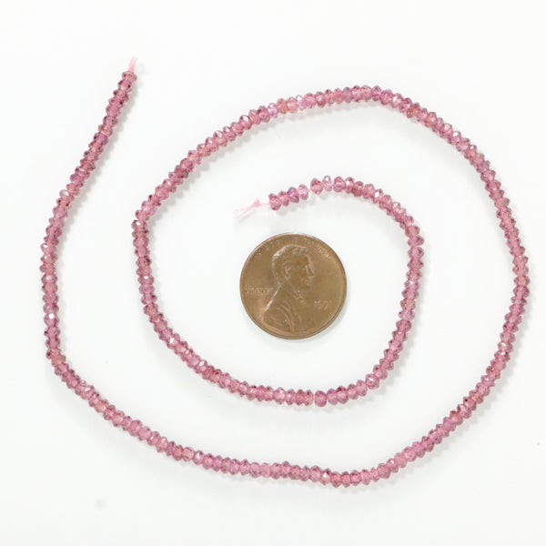 Garnet, Faceted 1x3mm Rondelles, on 15-inch Strand