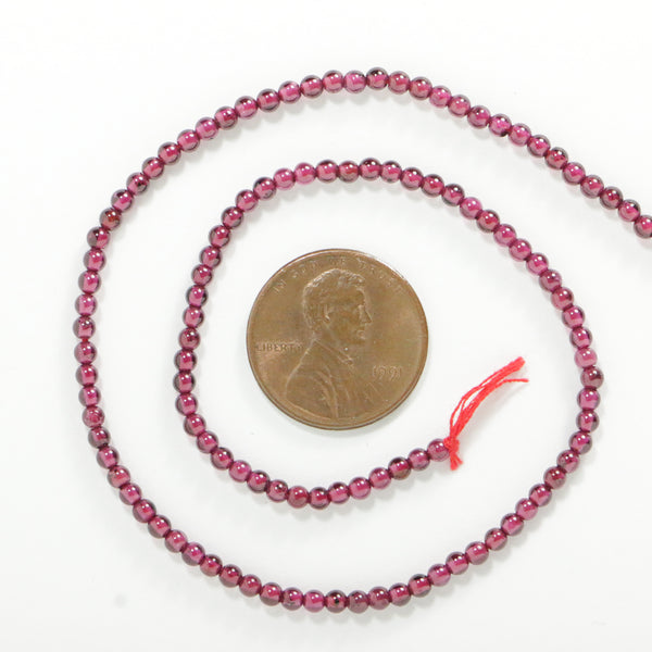 Garnet, Round 2mm on 15-inch Strands