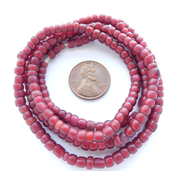 White Hearts Antique 4mm Beads on 26-inch Strands