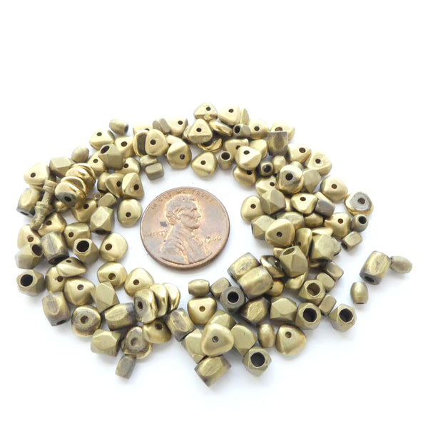 Brass, Mix of Sizes and Shapes of Oxidized Brass Beads