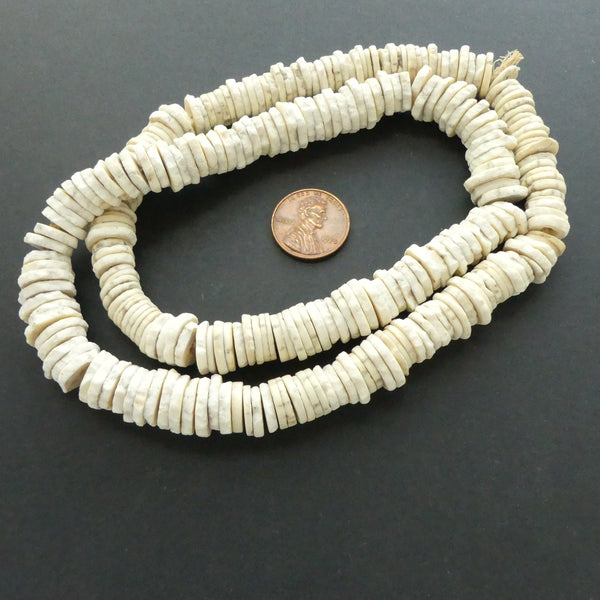 Ostrich Eggshell, Mixed Sizes 8-12mm on 23-inch Strand