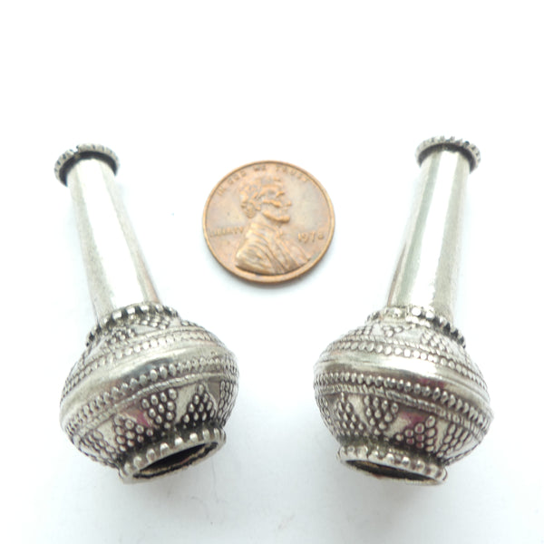 Indian Silver, Vintage Pair of Terminals, 20x45mm, Sold by the Pair