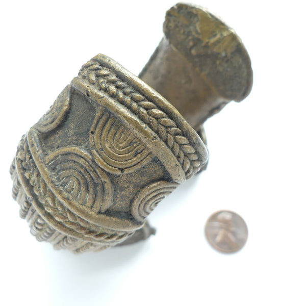 Brass or Bronze Bracelet Transformed by Baoule Artisans, 3.5 inch OD, 1.5 inch Wide