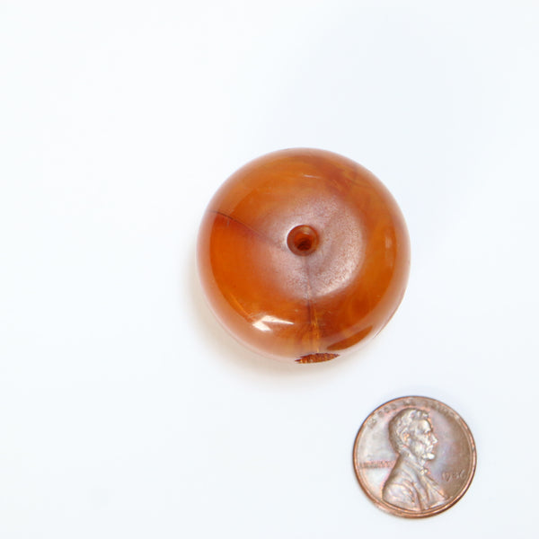 African Amber, Oblate Medium Brown, With an Extra Hole, 23x33mm