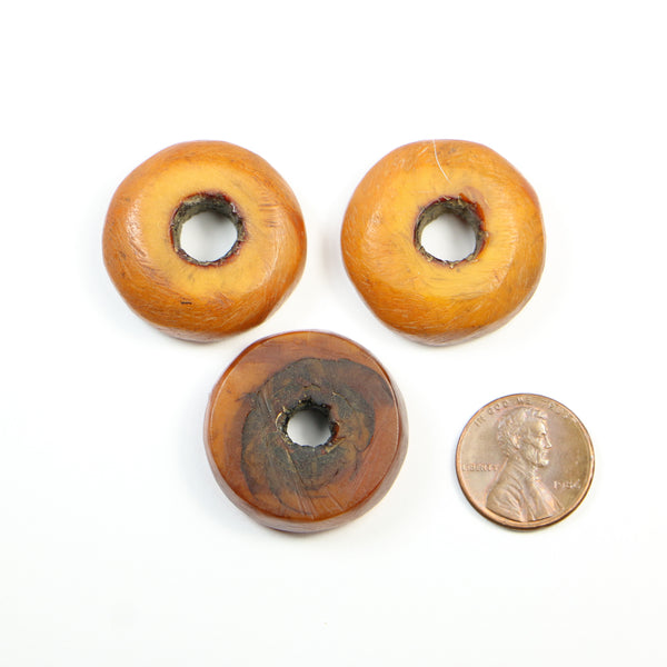 African Amber, Rare Rings Cut From a Larger Bead, 9x28mm, Sold in Set of 3