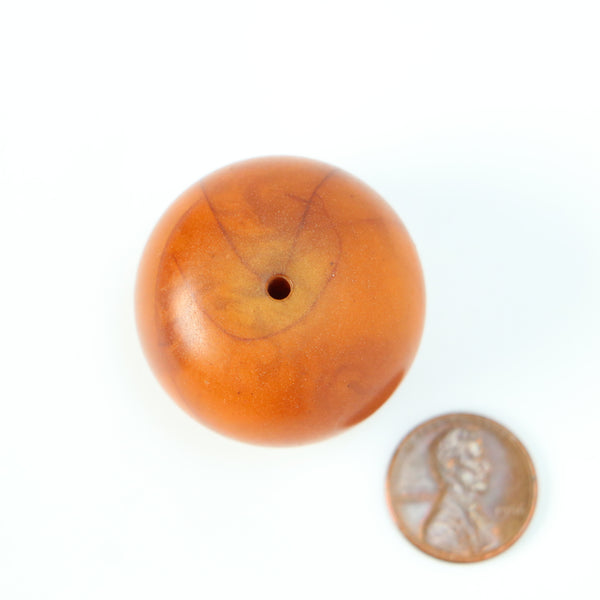 African Amber, Classic Antique Oblate Shape Bead, 26x35mm