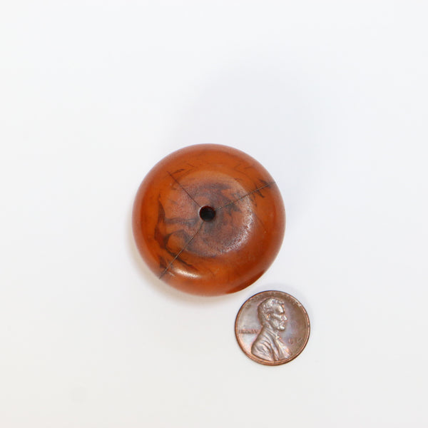 African Amber, Medium Dark Mostly Opaque Some Darker Swirls & Cracks 20x38mm