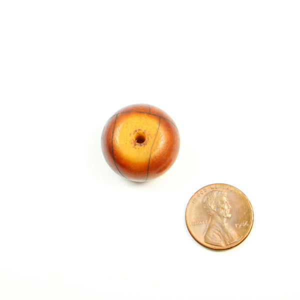 African Amber, Small Oblate Dark Bead, 14x22mm