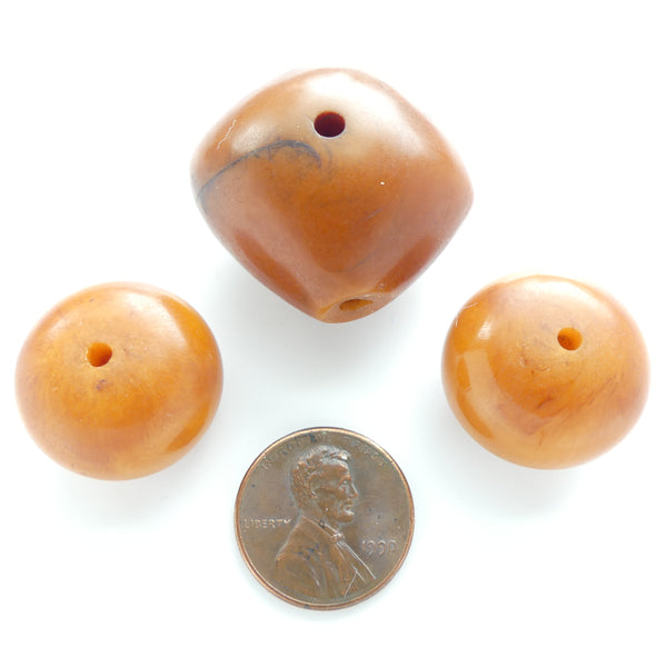 African Amber, Diamond & Two Oblates, Coordinating Colors and Shapes, Set of 3