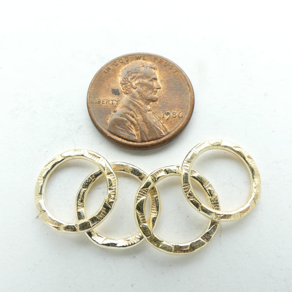 Rings, Cast Gold Plated, 14mm Diameter, Sold by Sets of 4
