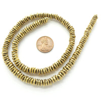 Brass, Potato Chips, 6mm Diameter on 16-inch Strands