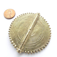 Brass, African Inspired Large Disc Bead, 2.25 Inches Diameter