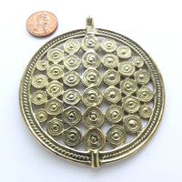Brass, African Inspired Pendant, Large Circle 3 Inches Diameter