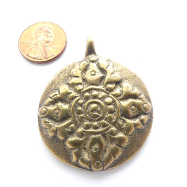 Brass, Indian Pendants Tibetan Style, 36mm Diameter