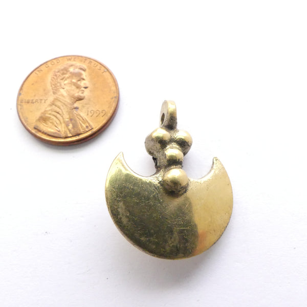 Brass, Indian Pendant Moon/Blade, 25mm Long