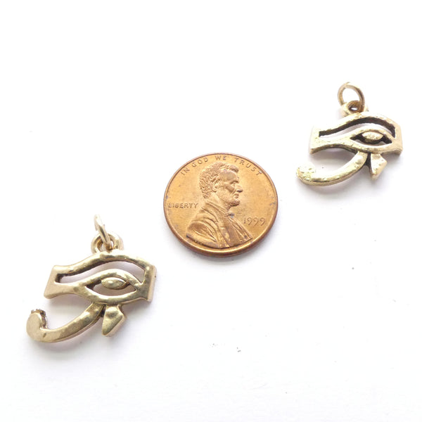 Brass, Eye of Horus Mini Pendant, 15mm, Sold by the pair