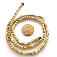 Brass, Cornerless Cube Beads, 3mm on 17.5-inch Strands