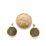 Gold Plated, Yin Yang Tierracast Charm, 14mm, Sold by the Pair