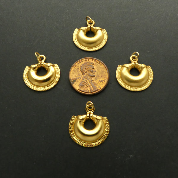Gold Plated, Pre-Colombian Reproduction Face Ornament, 18x18mm, Sold Individually