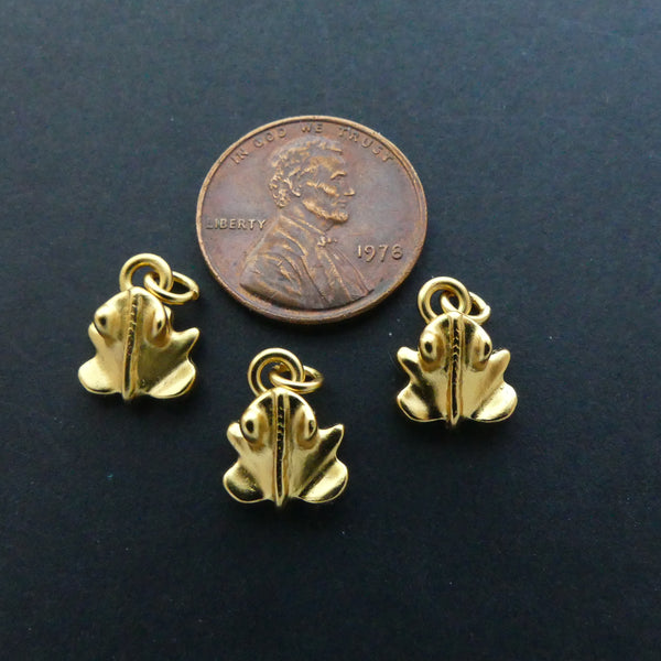 Gold Plated, Pre-Colombian Reproduction Mini Frog Pendant, 13mm, Sold Individually