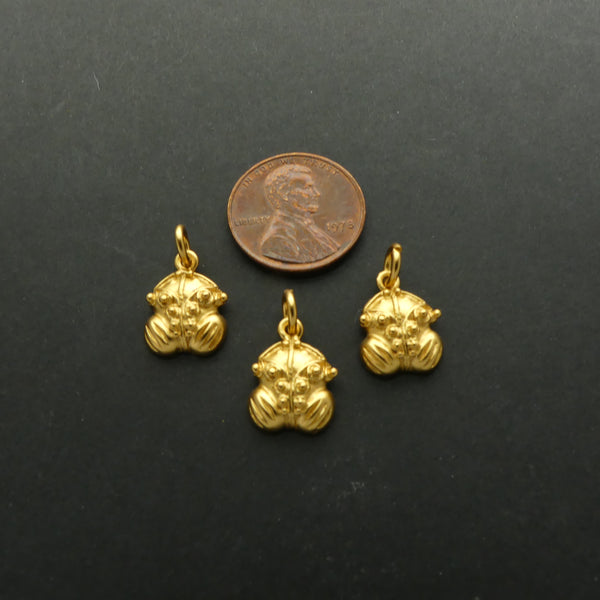 Gold Plated, Pre-Colombian Reproduction Frog/Toad Mini Pendant, 17mm, Sold Individually
