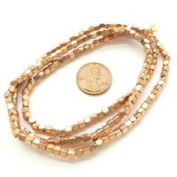 Copper, Cubes with Rounded Corners, 3mm on 24-inch Strands