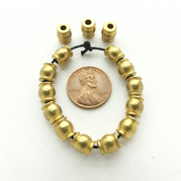 Brass, Collared Large Hole Short Barrels, 8x7mm, Sold by the Dozen