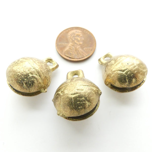 Brass, Pendants, Bells Medium Small, 18x22mm, Sold in Sets of 3