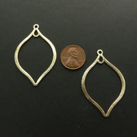 Brushed Gold Finish Earring/Pendant Parts, 47mm Long, Dual Loops, Sold by the Pair