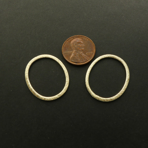 Brushed Gold Finish Links, Oval 27x22mm, Sold by the Pair