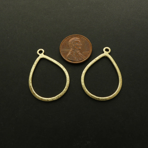 Brushed Gold Finish Earring/Pendant Parts, Teardrop 31x22mm, Sold by the Pair