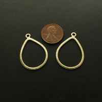 Brushed Gold Finish Earring/Pendant Parts, Teardrop 31x22mm, Sold by the Pair