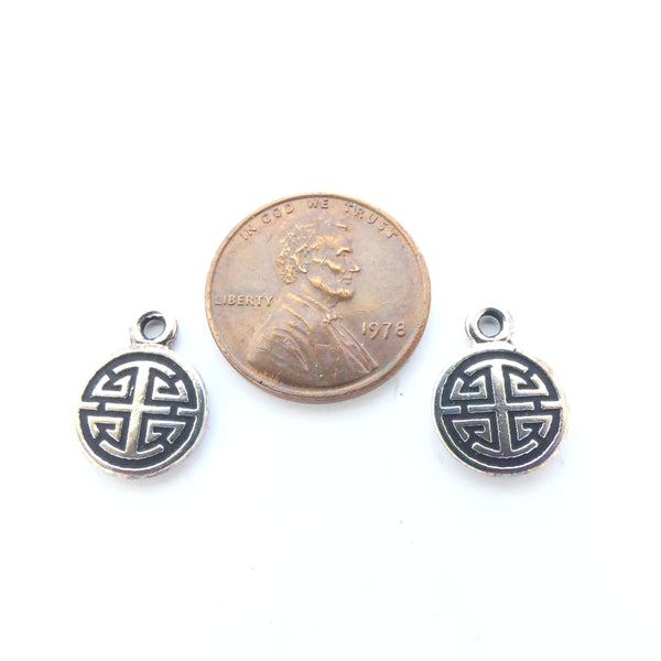 Silver Plated, Double Happiness Tierracast Charm, 14mm, Sold by the Pair