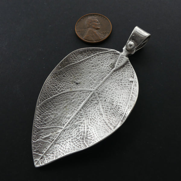 Pendants, Extra Large Leaf Shape with Detailed Veins, 3-inches Long with Large Bail