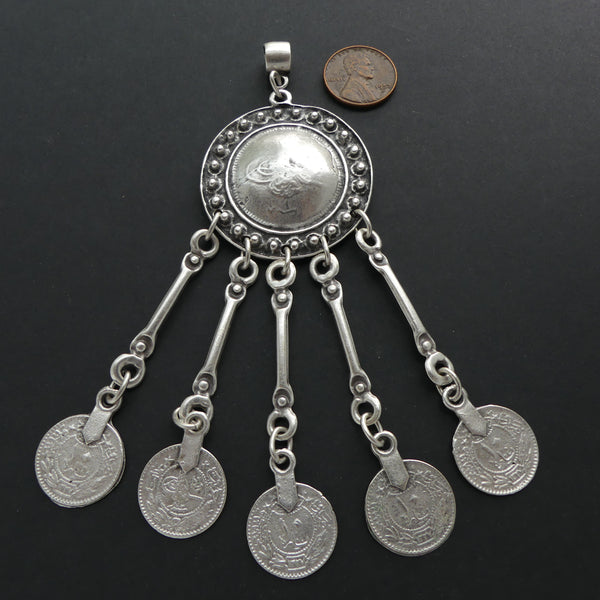 Pendants, Large Turkish White Metal with Moving Parts, 5 inches long